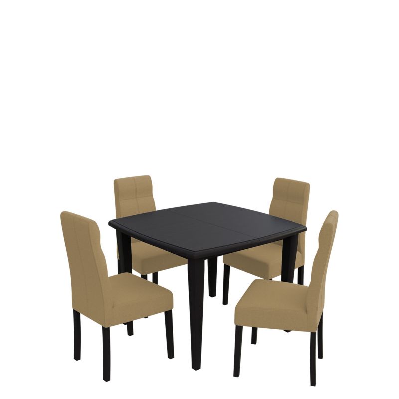 Zestaw RO34 MIRJAN 24 Stół rozkładany S30 100x100/250 + 4 krzesła K63 wenge + piaskowy 1 kpl.