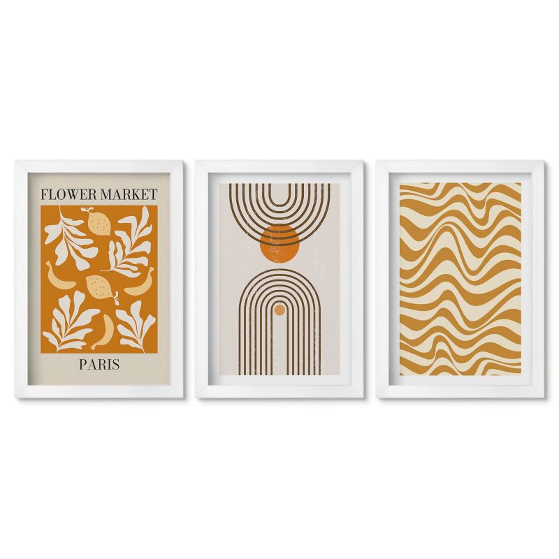 Obrazy w białej ramie Tulup 20x30 cm Wzory roślinne geometryczne postery Tryptyk 1 kpl