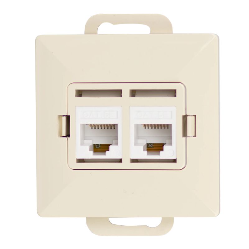 Gniazdo Telefoniczne Podwójne 2X RJ45 Kat.5 Abex Beżowe Podtynkowe 1 szt.