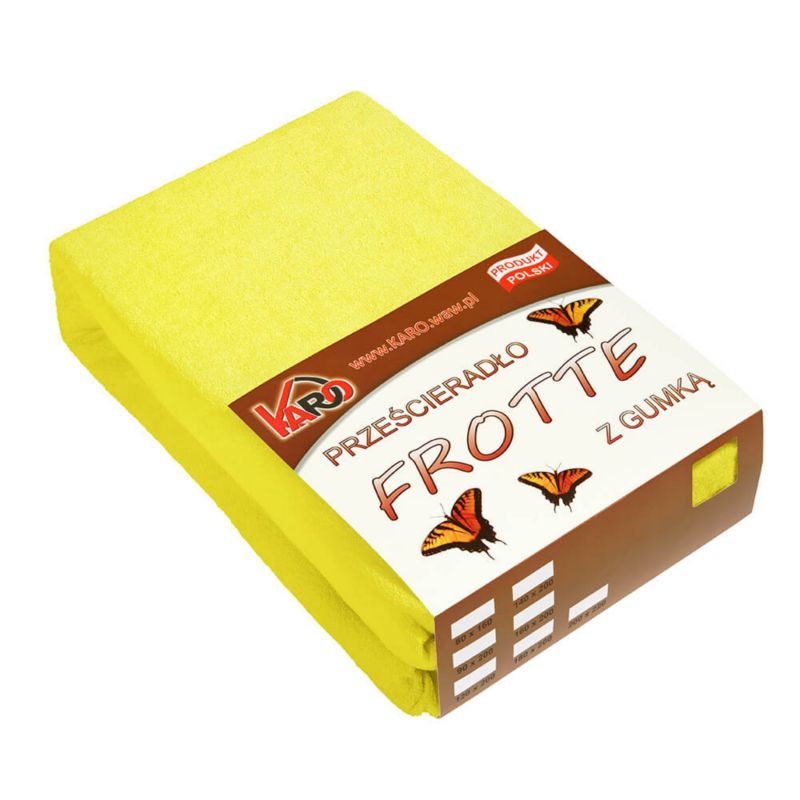 Prześcieradło frotte z gumką KARO 160x200 żółte cytrynowe 1 szt.