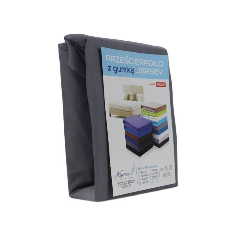 Prześcieradło z gumką Jersey VIP Bok 30cm KAM-POL Ciemny szary 80x210cm 1 szt.