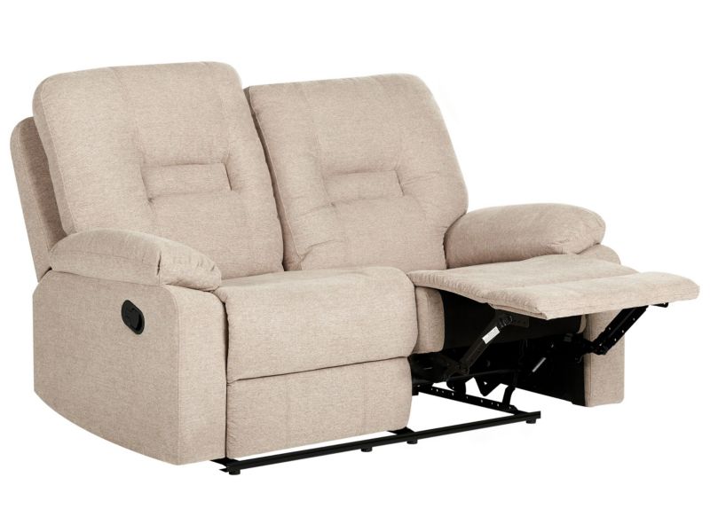 Sofa z manualną funkcją relaksu dla 2 osób Bergen Beżowy 1 szt.