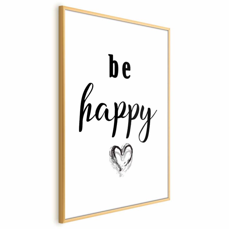 Plakat Artgeist Be happy 60x90 cm z ramą złotą 1 szt