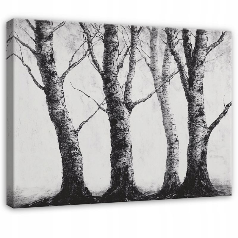 Obraz Las Drzewa Czarno Biały Do Sypialni Salonu Na Płótnie Canvas WALLARENA 120x80 cm Dekoracja Ścienna 1 szt.