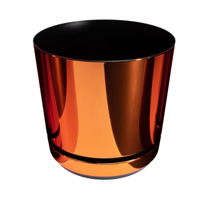 Doniczka z podstawką Kerd 26 cm wzór 085 ORANŻ nowoczesna glamour wysoki połysk metaliczny industrialny loft pomarańczowa 1 szt.