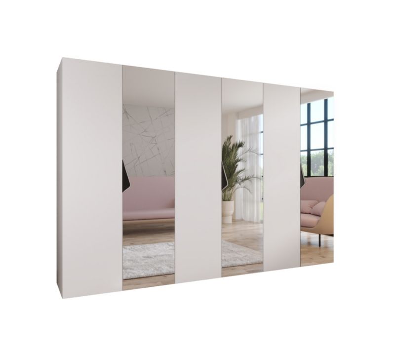 Szafa uchylna z lustrem z lustrem otwierana Abiks SANDI 2 300 (3x100) wys 202 cm Biały + Czarny 1 szt