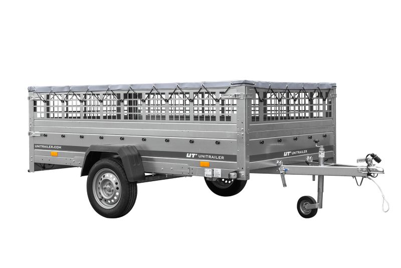 Przyczepka lekka na resorach 264x150 UNITRAILER GARDEN 265/R KIPP z burtami siatkowymi, stelażem H-0 i pokrowcem szarym 1 szt.
