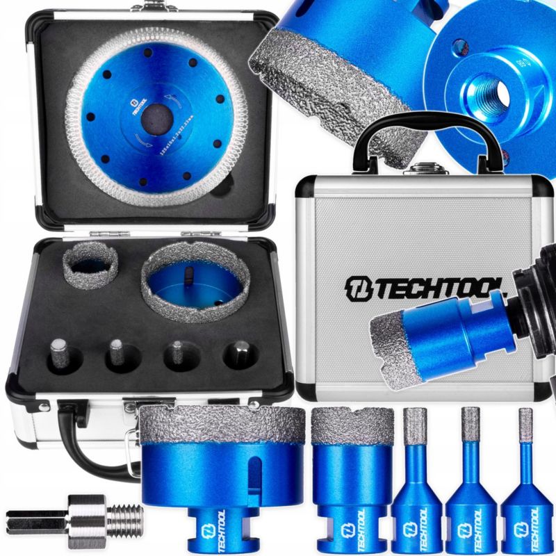 Zestaw otwornic diamentowych Techtool M14 6-8-10-35-68 mm + tarcza 125 mm 1 kpl.