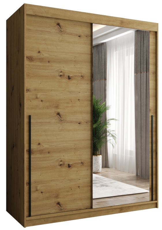 Szafa przesuwna z lustrem Garderoba SIMA T2 150 artisan + u. czarny 1 szt.