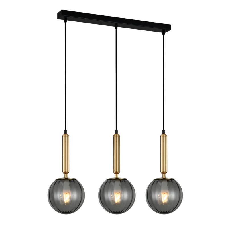 Lampa sufitowa wisząca Italux Ravena 6732 mosiężno-dymiona-czarna nowoczesna 3xE27 x 1 szt.
