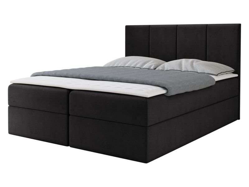 Łóżko kontynentalne MIRJAN 24 Rebos 140x200 czarny plusz 1 szt.