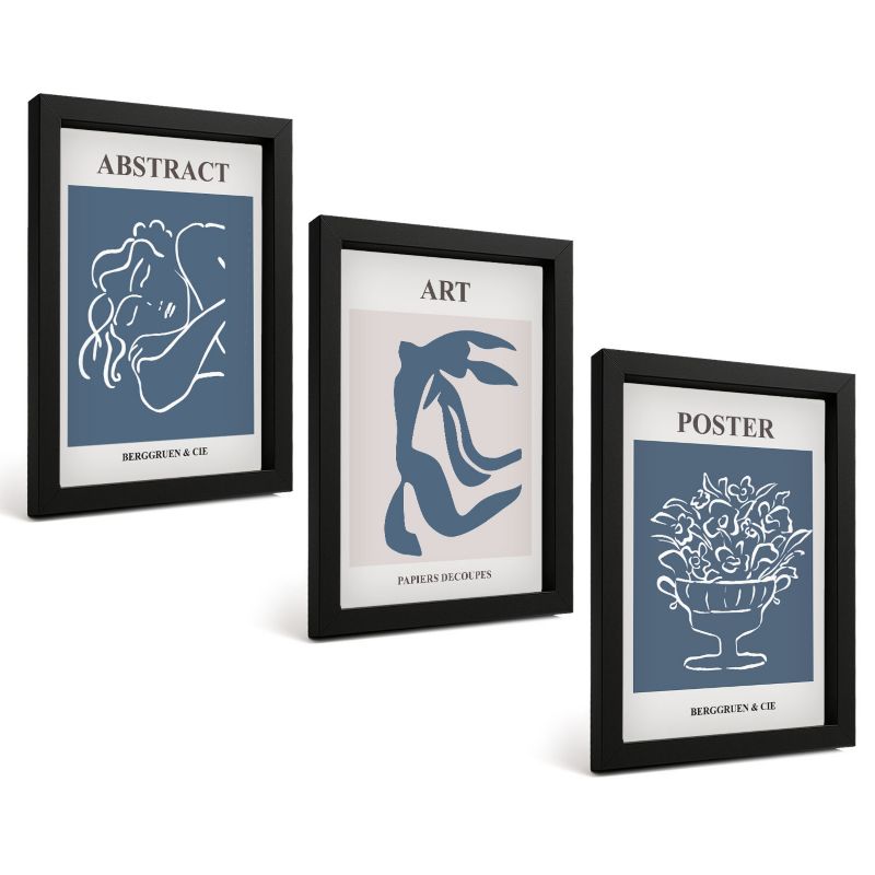 Zestaw Obrazów 3 Częściowy ArtPrintCave Czarne Ramki 20x30 cm Dekoracja do Sypialni Stylowe abstrakcyjne wzory 1 kpl.