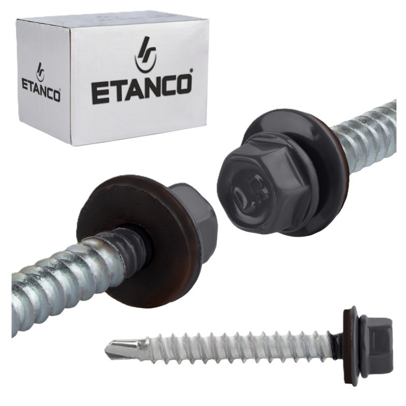 Wkręty farmerskie Etanco GTF HD Z16 6,4x50 mm RAL 7024 samowiercące 100szt
