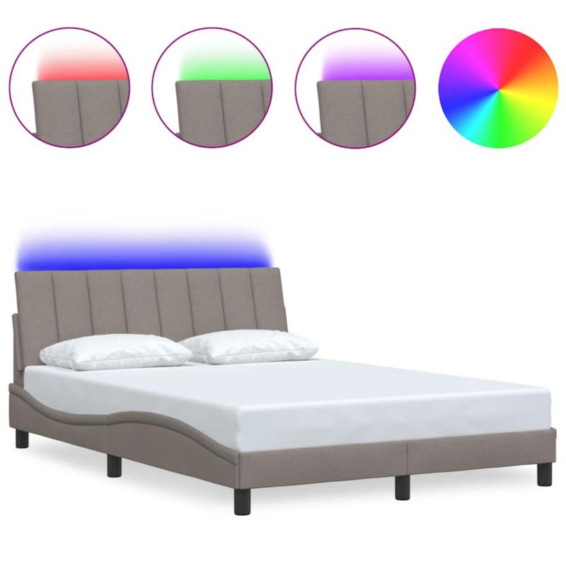 Łóżko tapicerowane WaszeMeble 140x200 cm Taupe tkanina z LED WM-3310465 1 szt.