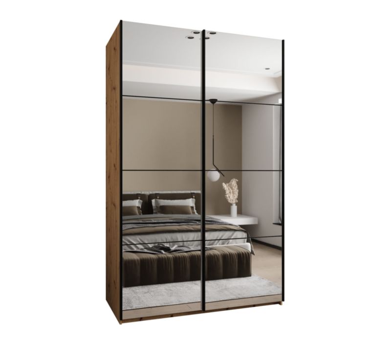 Szafa przesuwna Abiks LUX 2 wysoka szer.150cm artisan/czarny/czarny 1szt.