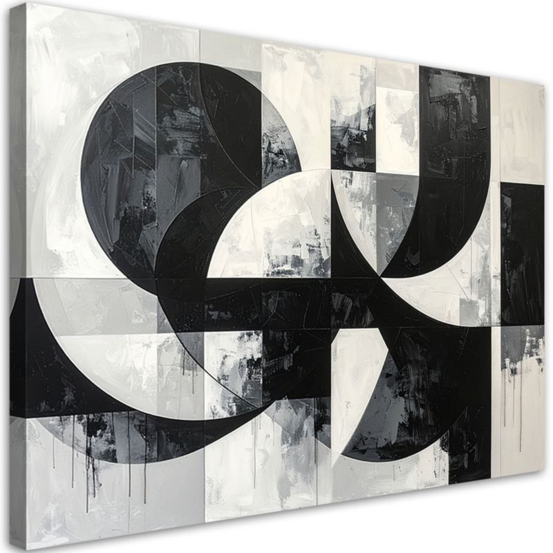 Obraz do salonu biura loftu Feeby Geometryczne formy abstrakcja czarno biały 100x70cm 1szt