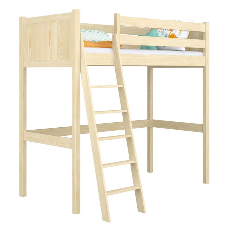 Drewniane łóżko N-WOOD na antresoli N04 sosna bezbarwna 100x190 1szt.