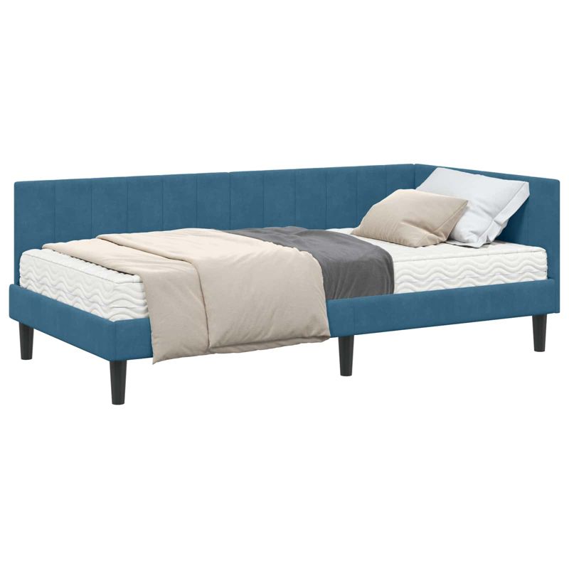 Łóżko Tapicerowane WaszeMeble z Materacem 90x200 cm Niebieskie WM-3393897 1 szt.