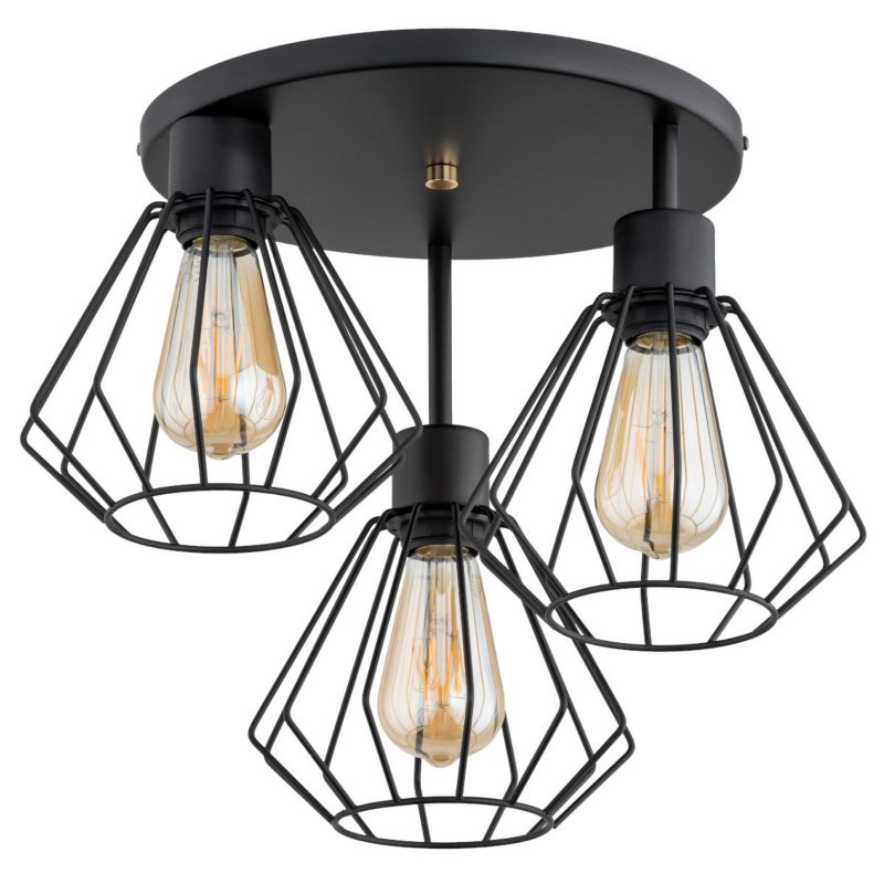 Lampa sufitowa Alfa TUET czarna 3xE27x15W wym:31x40x40cm IP20 -1 szt.