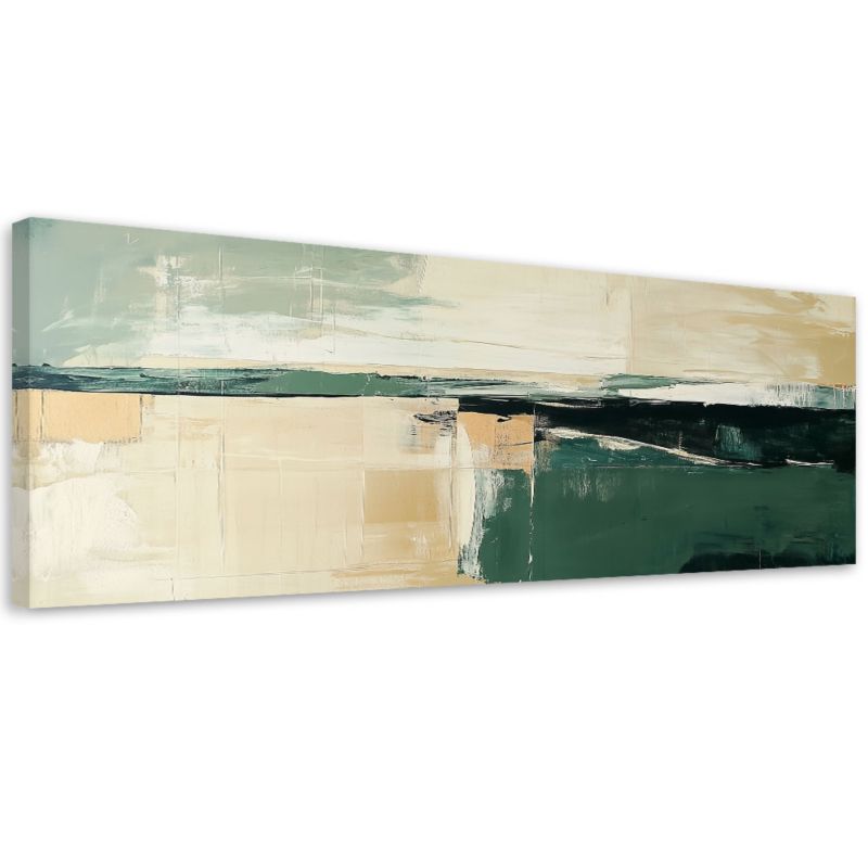 Obraz na płótnie Feeby Abstrakcja Zielony Beżowy Złoty Loft 150x50cm 1szt