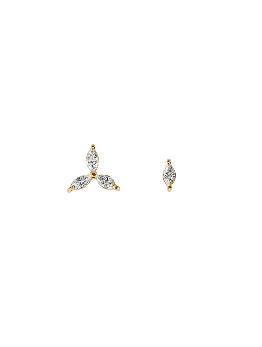 Stella Earrings - Asymetryczne kolczyki z brylantami, gwiazda i markiza