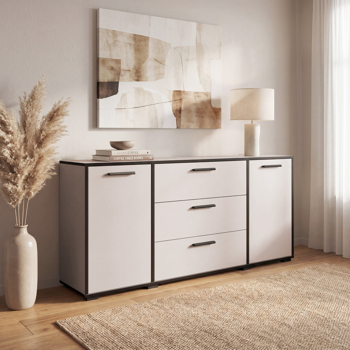 Komoda 150 cm z szufladami i drzwiami BUENO kaszmirowa