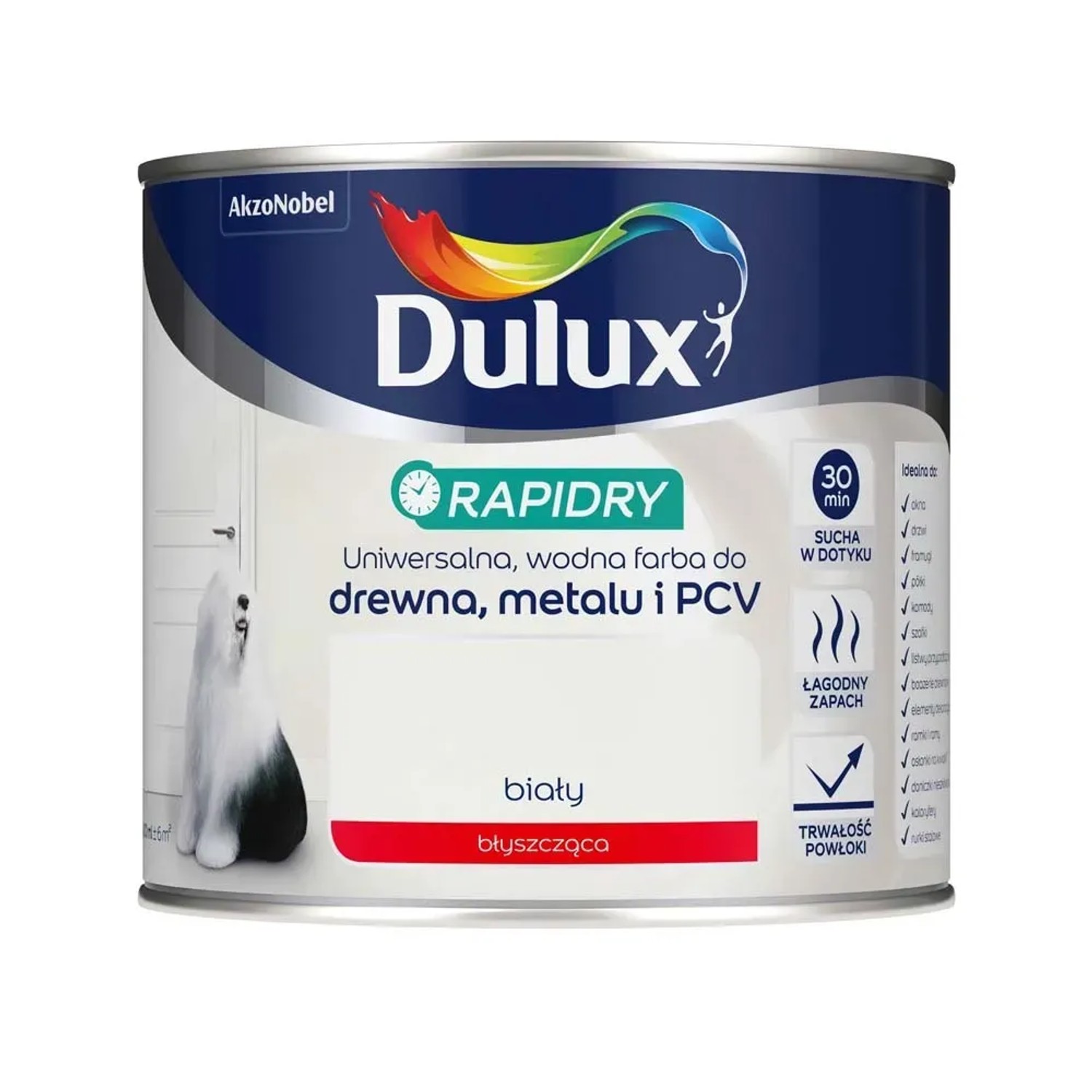 Dulux Farba akrylowa Rapidry biała błyszcząca 400 ml