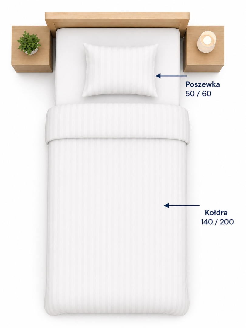 Pościel hotelowa ADAMASZEK 2 cm 140x200 + 50x60 | zamek ekspresowy | 100% bawełna