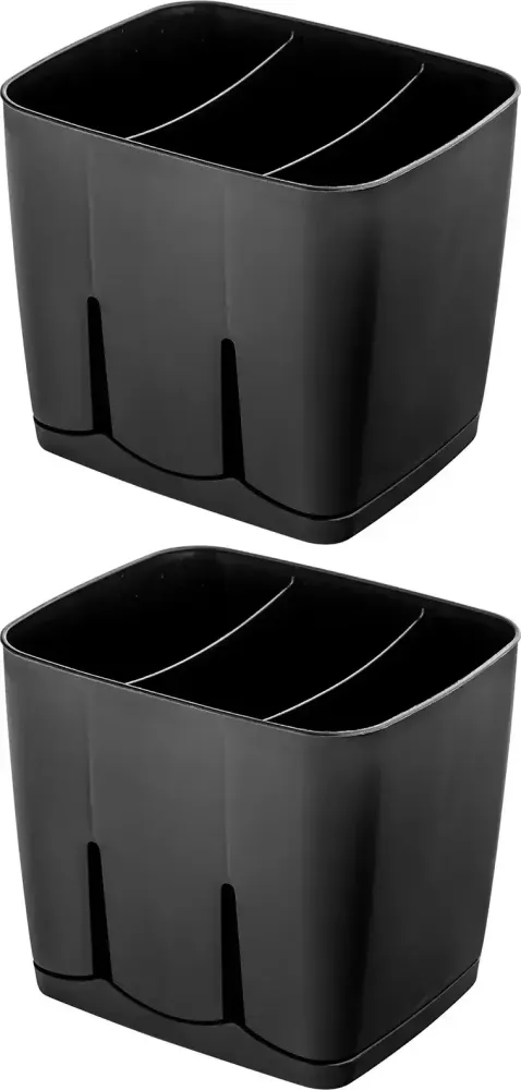 2x Ociekacz na sztućce Altom Design, z podstawką, 3-komorowy, czarny
