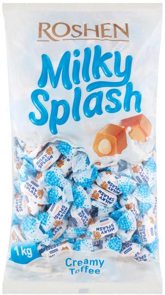 Cukierki Roshen Milky Splash, toffi z nadzieniem mlecznym, 1kg