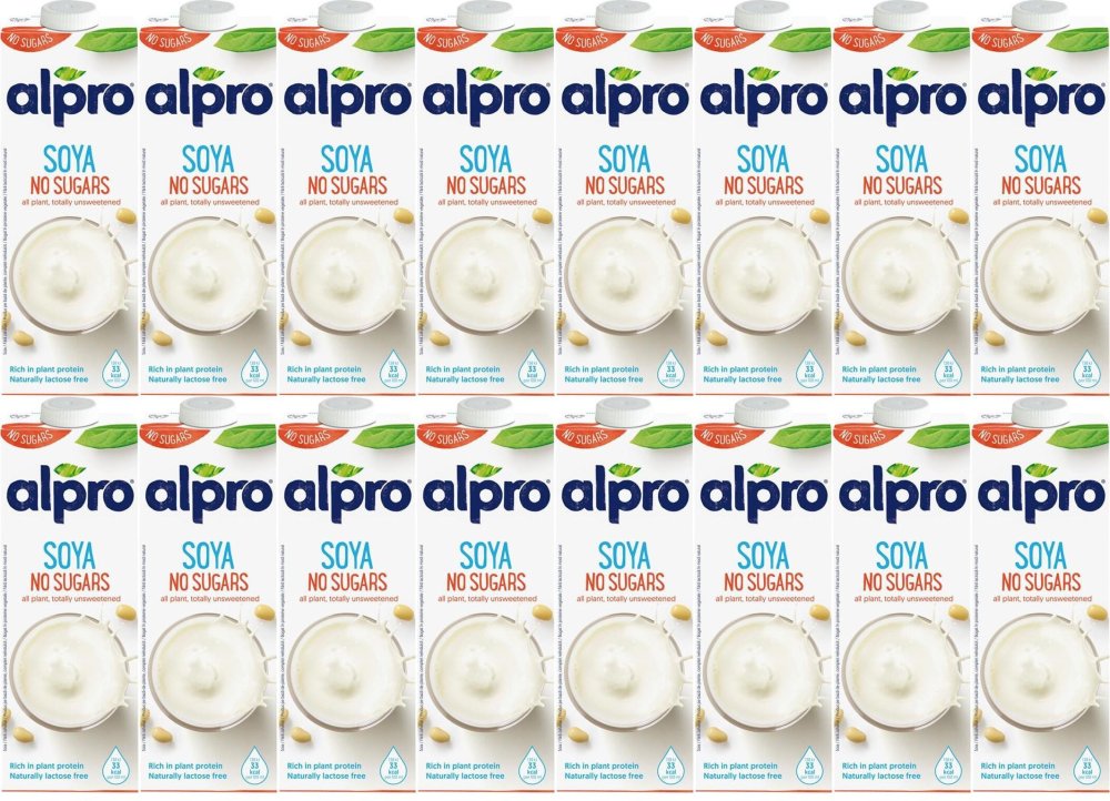 16x Napój sojowy Alpro, bez cukru, 1l