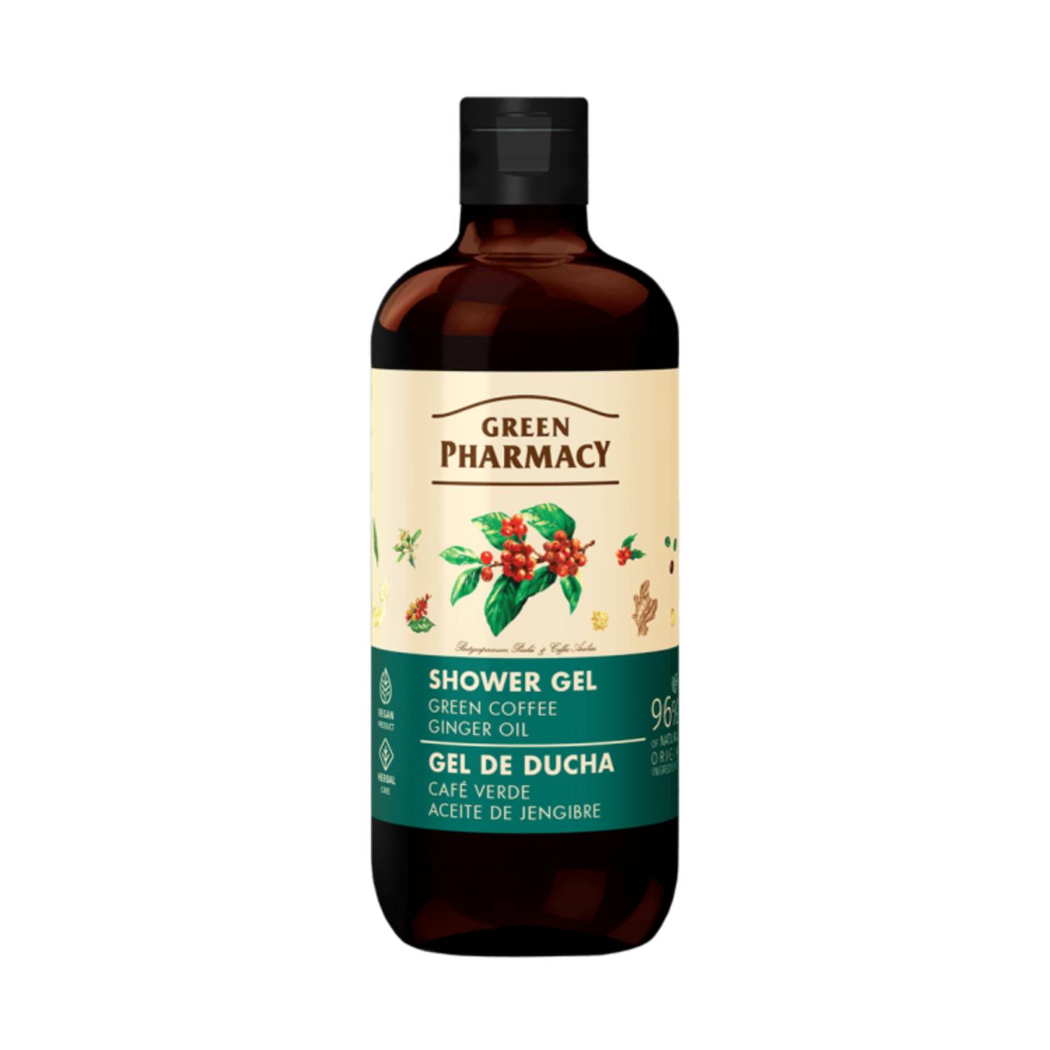 Green pharmacy - żel pod prysznic, zielona kawa i olejek imbirowy, 500 ml