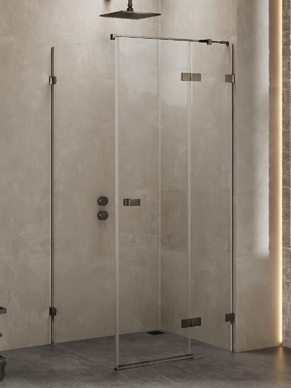 New Trendy Avexa kabina prysznicowa 110x70 cm prostokątna prawa gunmetal szczotkowany/szkło przezroczyste EXK-3366