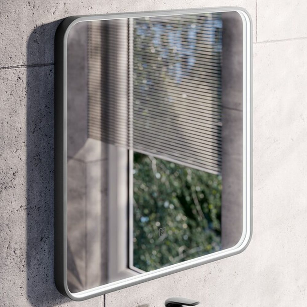 Comad Vega lustro 60x65 cm prostokątne z oświetleniem czarne VEGA LU LED 60