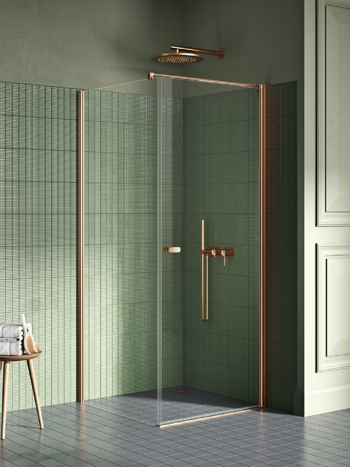 New Trendy New Soleo Copper Brushed kabina prysznicowa 70x110 cm prostokątna miedź szczotkowana/szkło przezroczyste K-2285-WP
