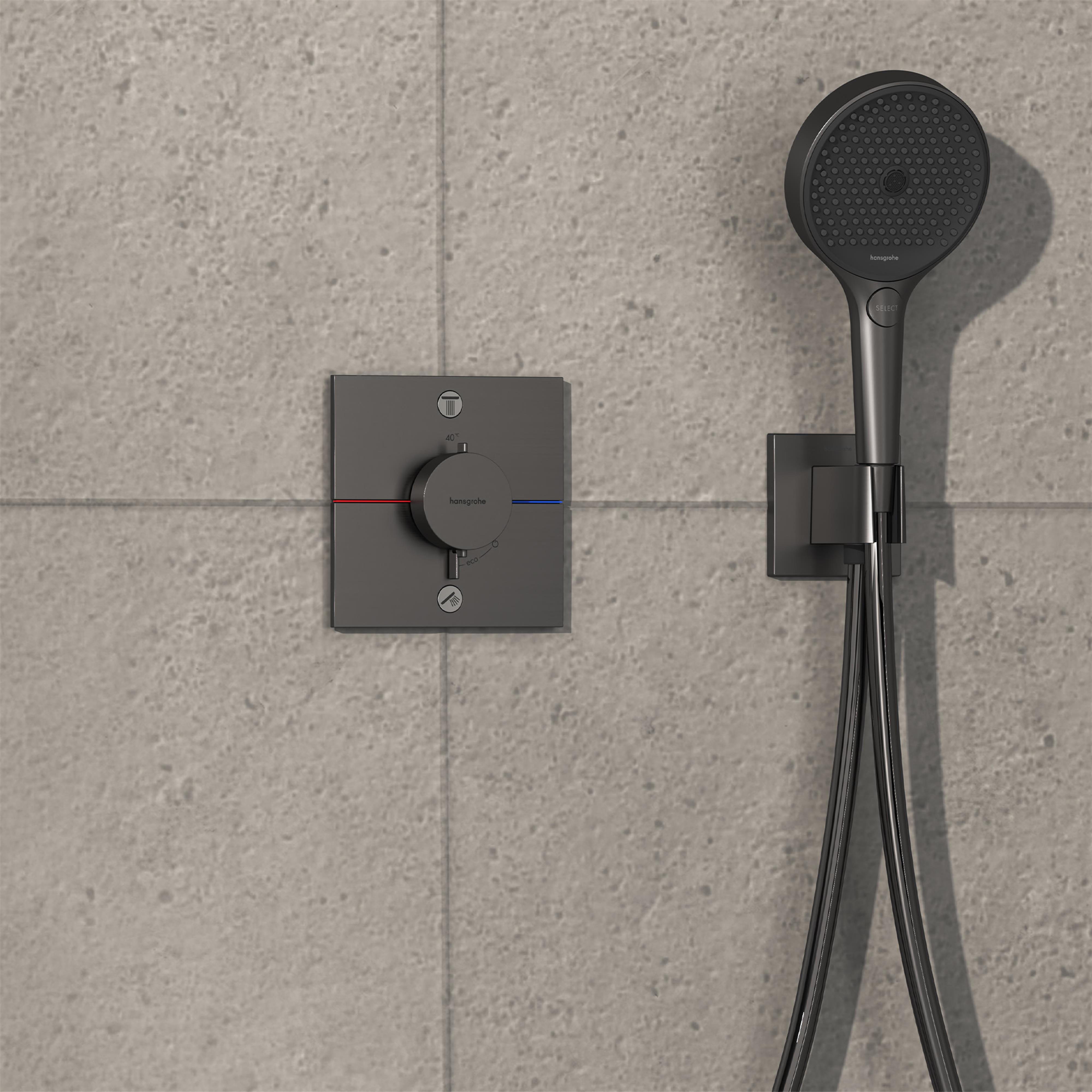 Hansgrohe ShowerSelect Comfort E bateria wannowo-prysznicowa podtynkowa termostatyczna czarny chrom szczotkowany 15578340