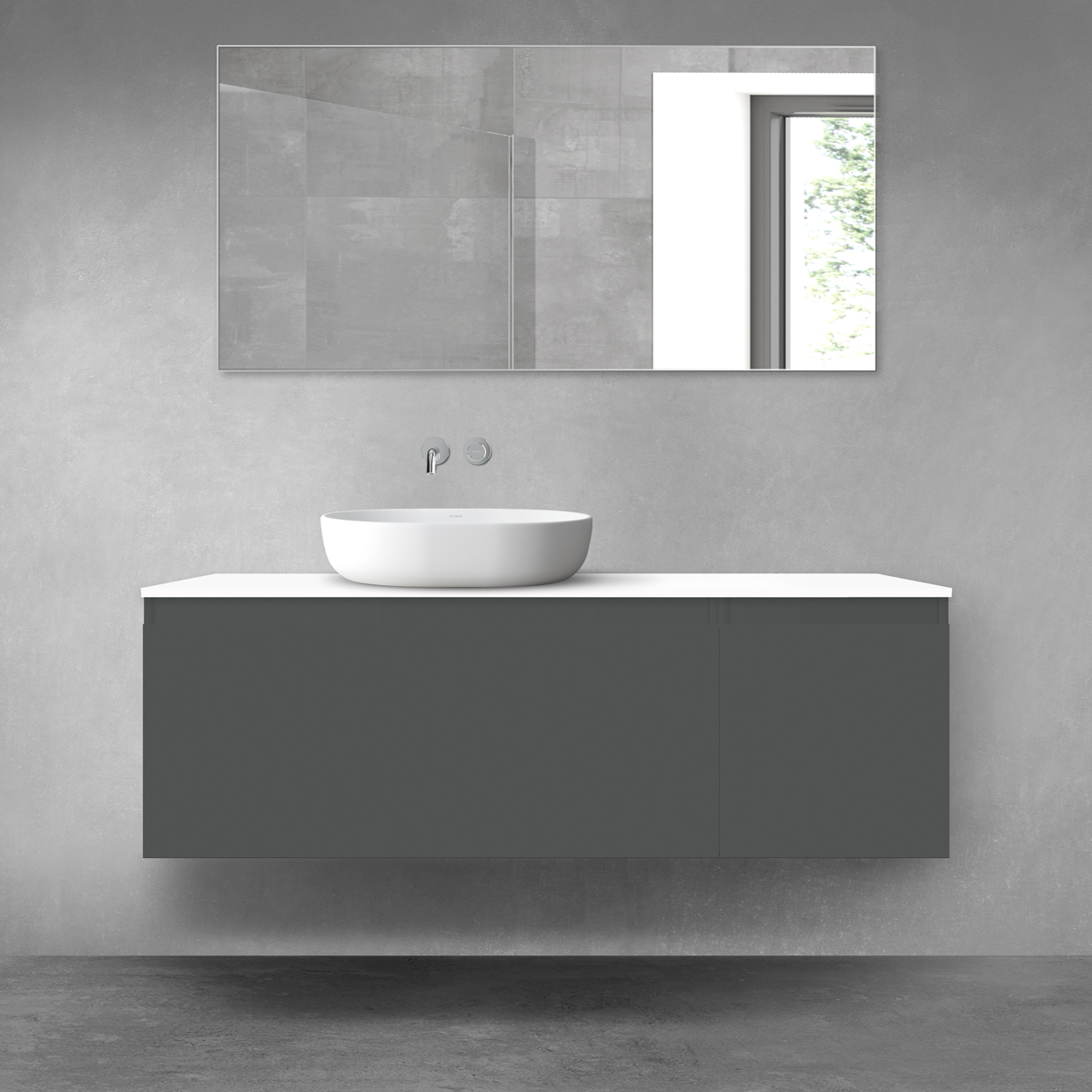 Oltens Vernal zestaw mebli łazienkowych 140 cm z blatem grafit mat/biały połysk 68316400 - Wysyłka w 24h