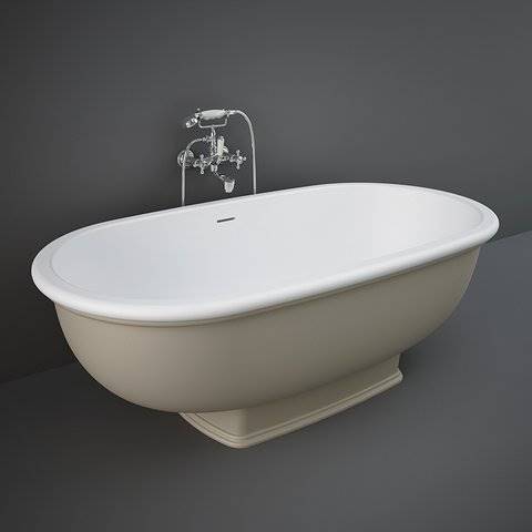 Rak Ceramics Washington wanna wolnostojąca 156x81 cm owalna cappucino mat WTBT15681514