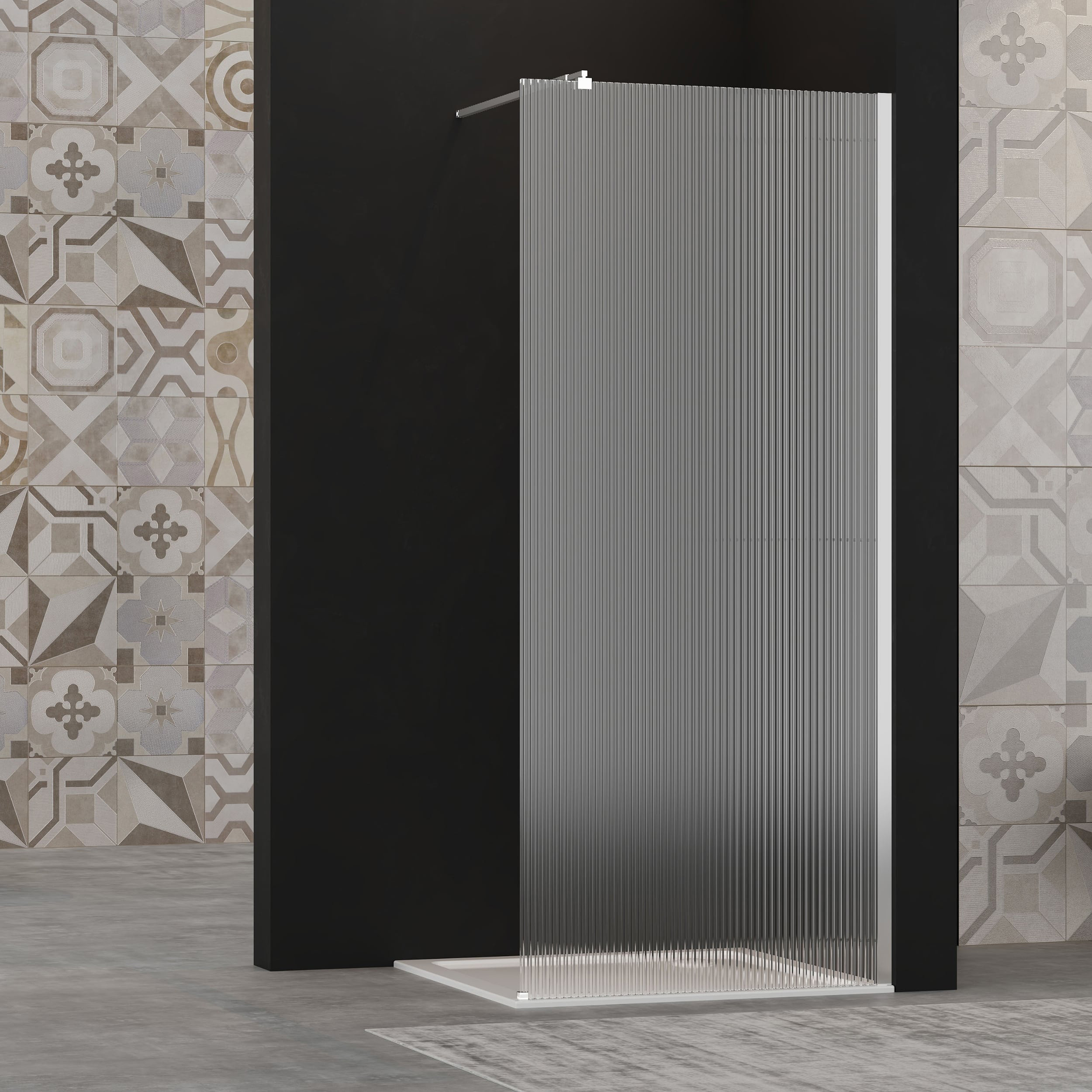 Invena ścianka prysznicowa walk-in 80 cm chrom półmat/szkło ryflowane AK-32-189