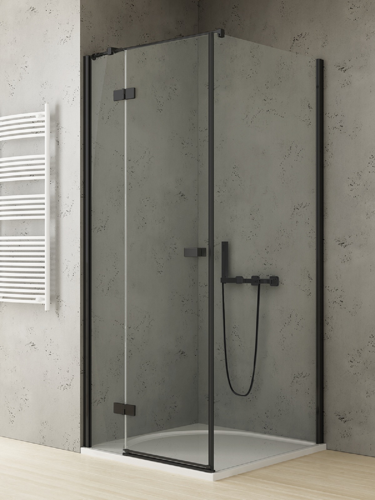 New Trendy Reflexa Black kabina prysznicowa 90x100 cm lewa czarny mat/szkło przezroczyste EXK-4930