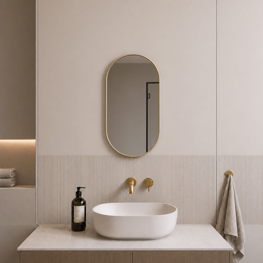 Baltica Design Aluma lustro 40x80 cm owalne złote