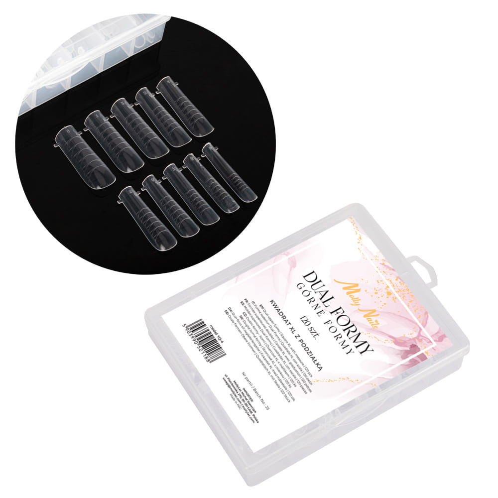 Górne formy dual tunelowe o długości XL do budowy paznokci Molly Nails kwadrat YQ-4 120 szt
