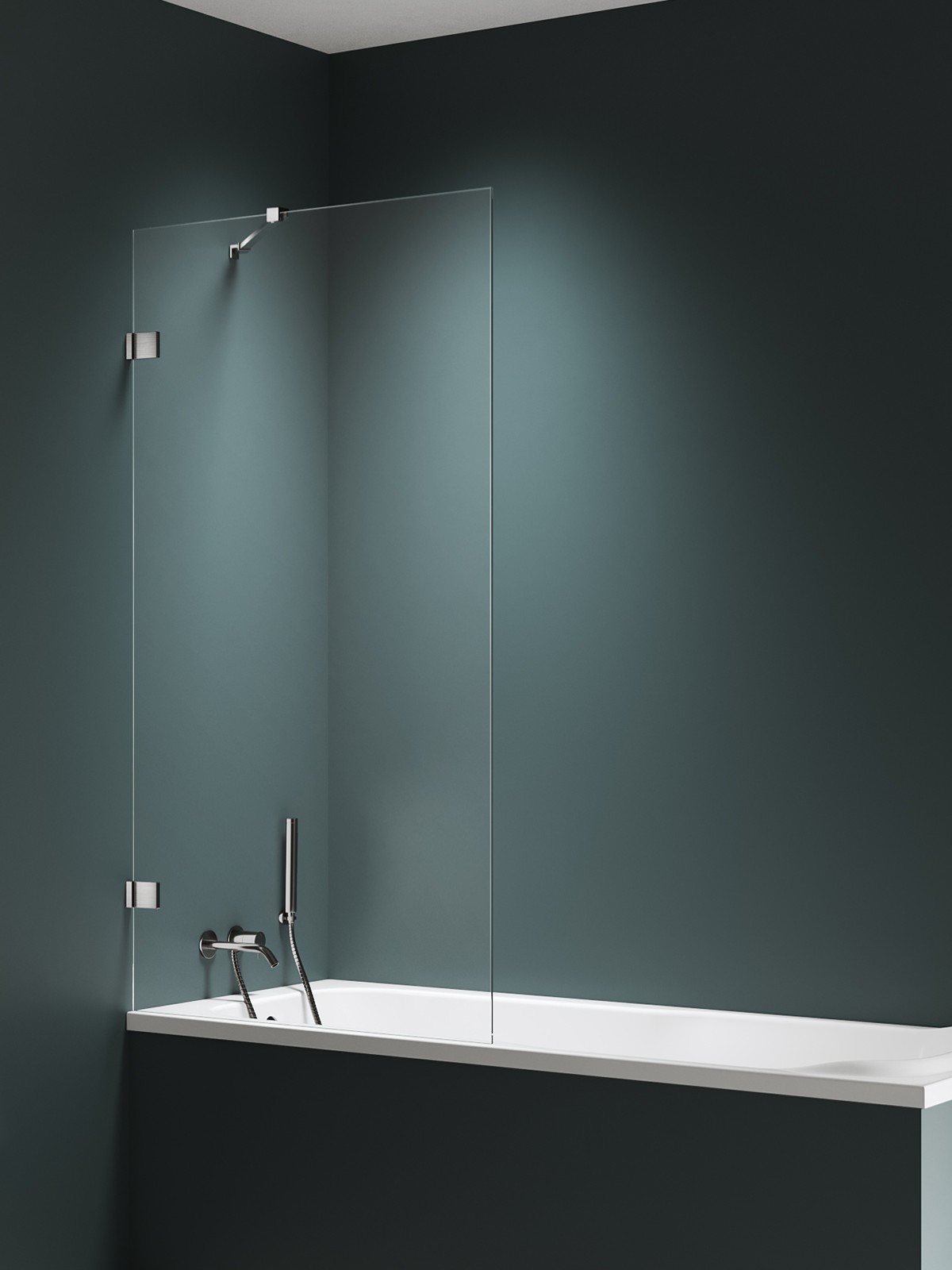 Darmowa Dostawa - Parawan nawannowy 100 cm 1-częściowy szczotkowany/szkło przezroczyste New Trendy Avexa Nickel Brushed EXK8743