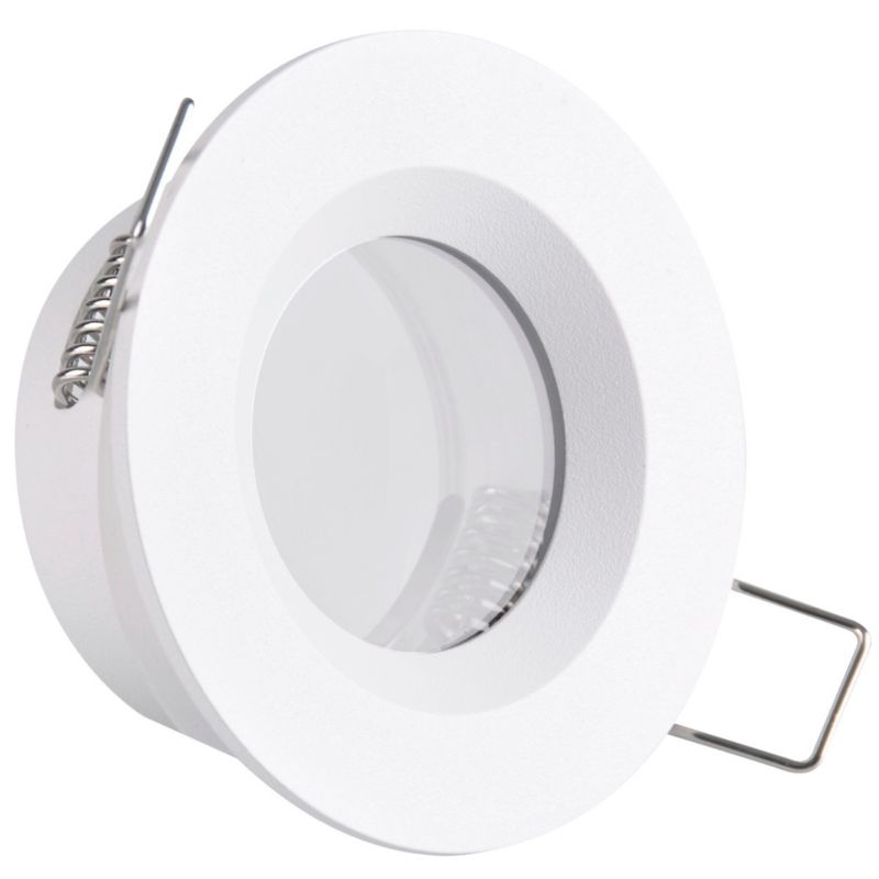 Oprawa sufitowa wpuszczana Polux Boras łazienkowa biały mat 1 x MR16 x 8W IP44 wym: 4 x 8 x 8 cm okrągła - 1 szt.