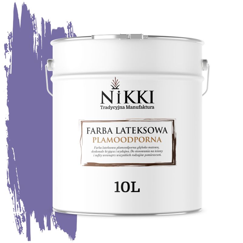 Farba Lateksowa Premium do Ścian i Sufitów Odporna na Plamy NIKKI Śliwkowy H2618 Głęboki Mat 10L