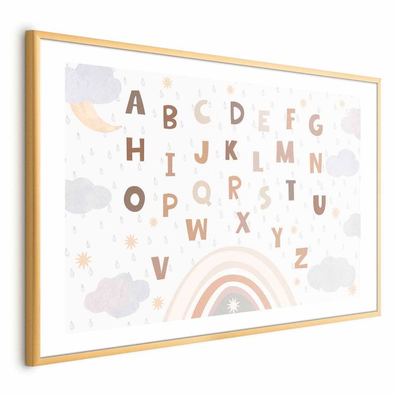 Plakat Artgeist Literki 30x21 cm z ramą złotą 1 szt