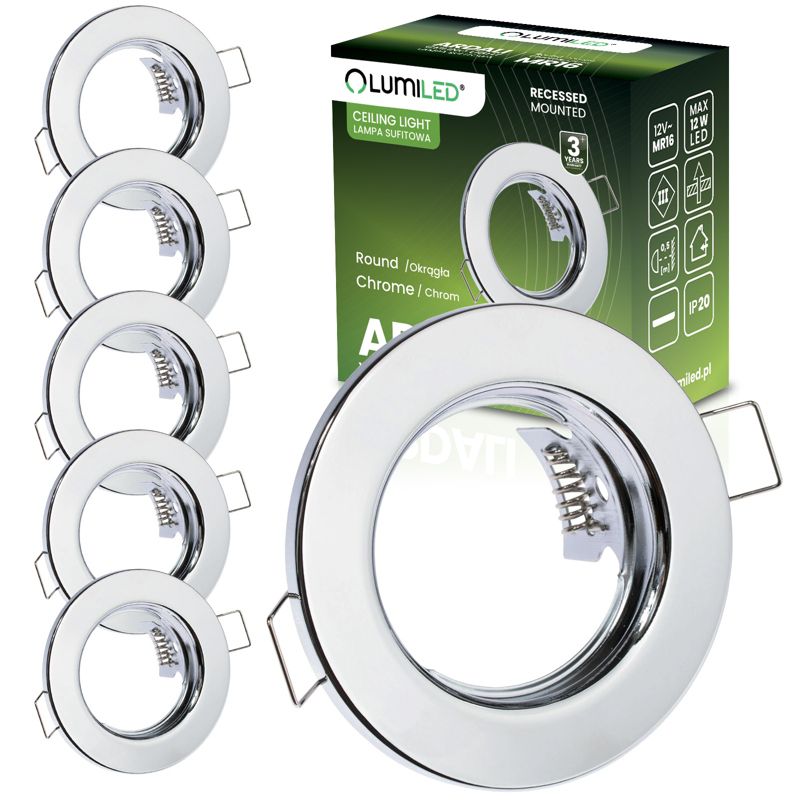 Oprawa Podtynkowa Lumiled Oczko Halogenowa Okrągła Chrom GU10 MR16 6 szt.