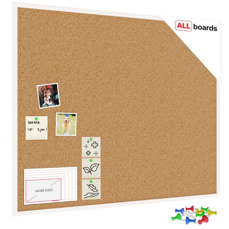 Tablica korkowa ALLboards 100x80 cm rama drewniana biała 1 szt.