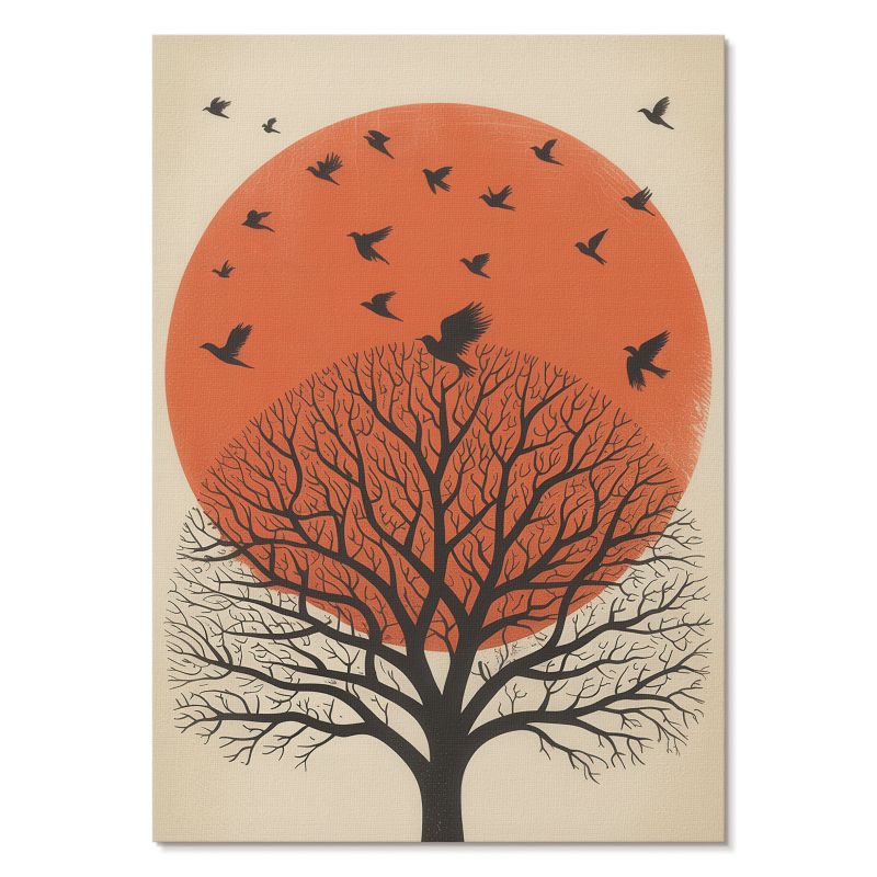 Obraz Plakat Canvas Tulup 29,7x42 cm (A3) Drzewo i ptaki Do salonu, sypialni, biura 1 szt.
