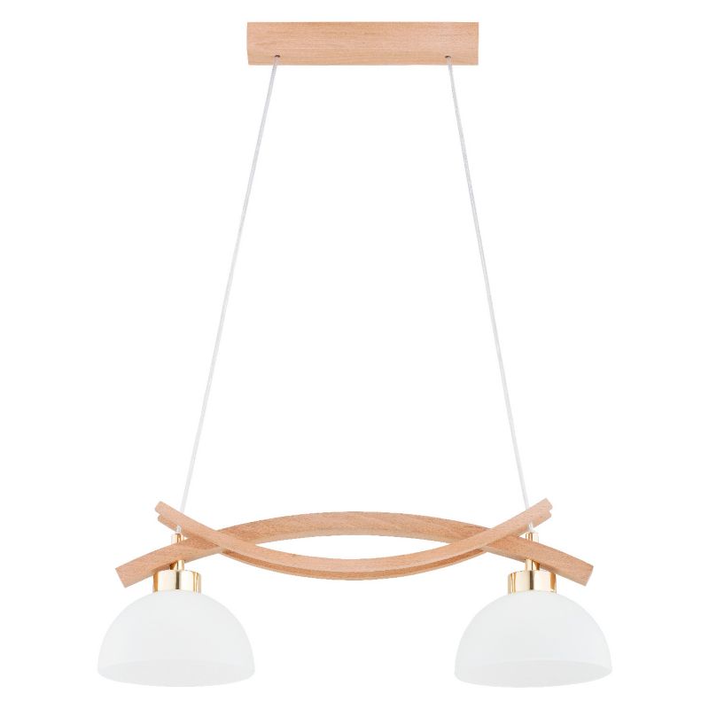 Lampa wisząca Alfa NASA jasne drewno-biała-złota 2xE27x15W wym:78x58x18cm IP20 -1 szt.